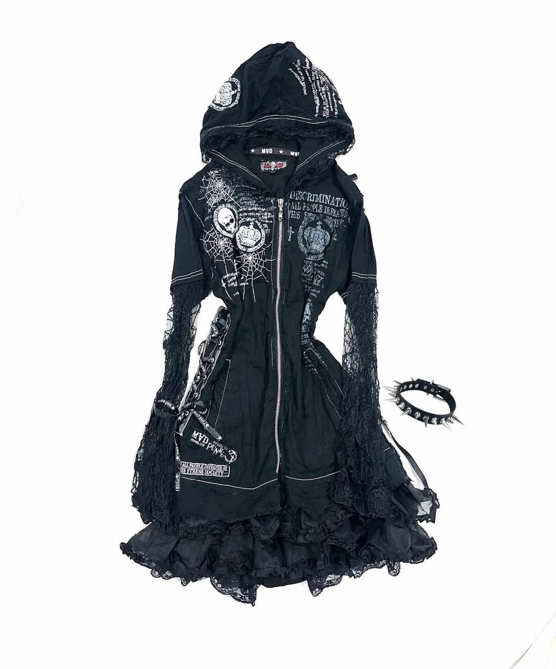 매드펑크 원피스 후드 집업 빈티지 고스 블랙 무채색 상품이미지1