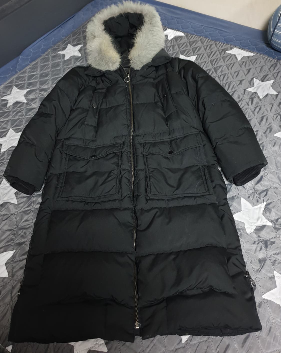 플라스틱아일랜드 폭스퍼 오리털 롱패딩 블랙 (S) 상품이미지1