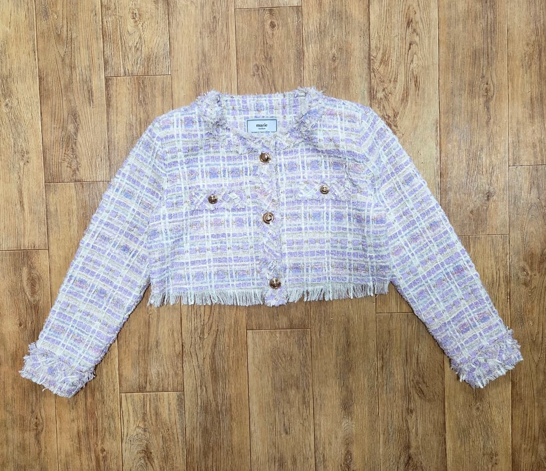 마리마켓 라벤다 생일 크롭 트위드자켓 55-66 새상품 상품이미지4