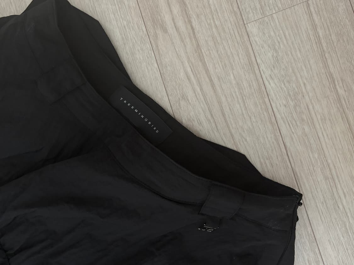 트리밍버드 나일론 셔링 셋업 스커트 블랙 상품이미지5