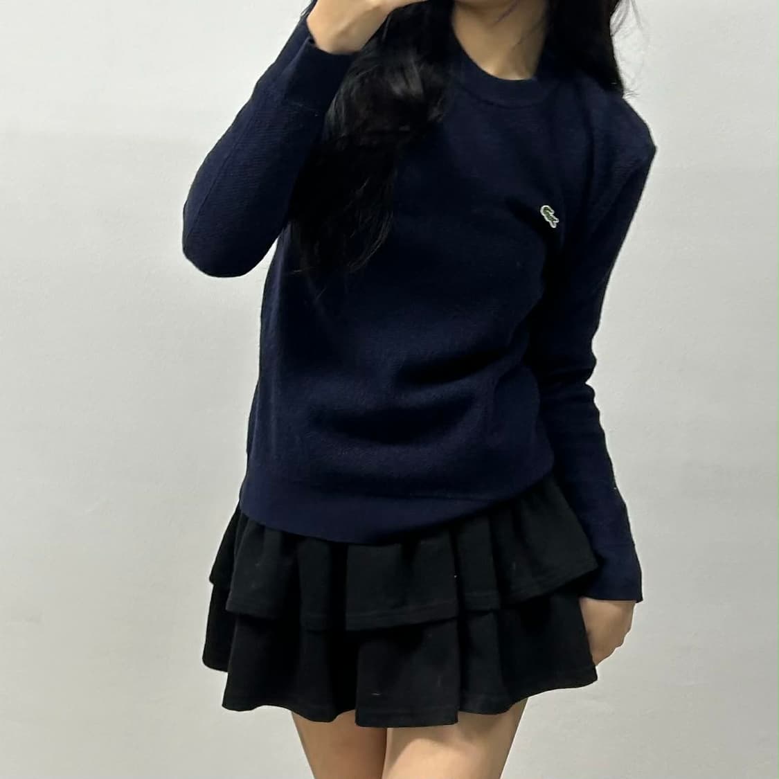 라코스테 네이비 울100% 크루넥 니트(S) 상품이미지1