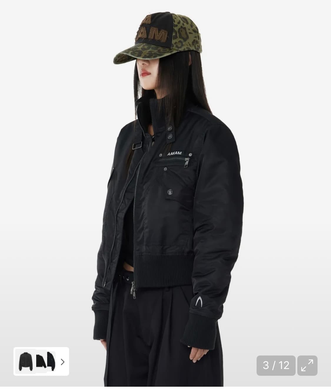 아캄 High-Neck Bomber Jacket (Black) 1사이즈 상품이미지2