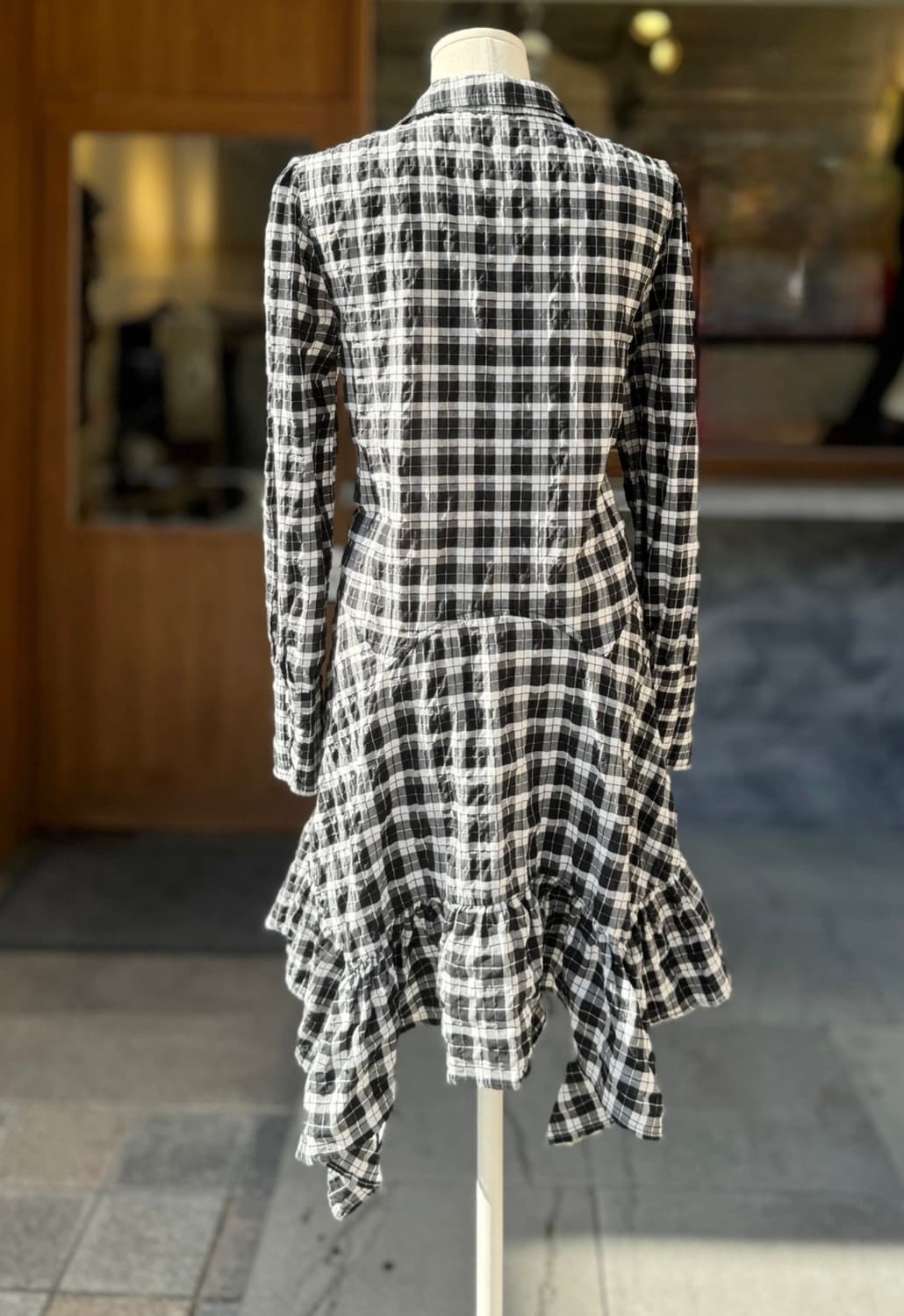 (촬영용 제품 파격할인)새상품 컨디션 GANNI블랙 체크 셔츠 원피스34 상품이미지5