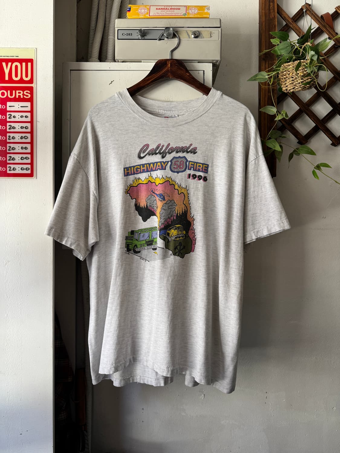 [XL]90's Hanes USA Highway Fire 프린팅 티셔츠 상품이미지2
