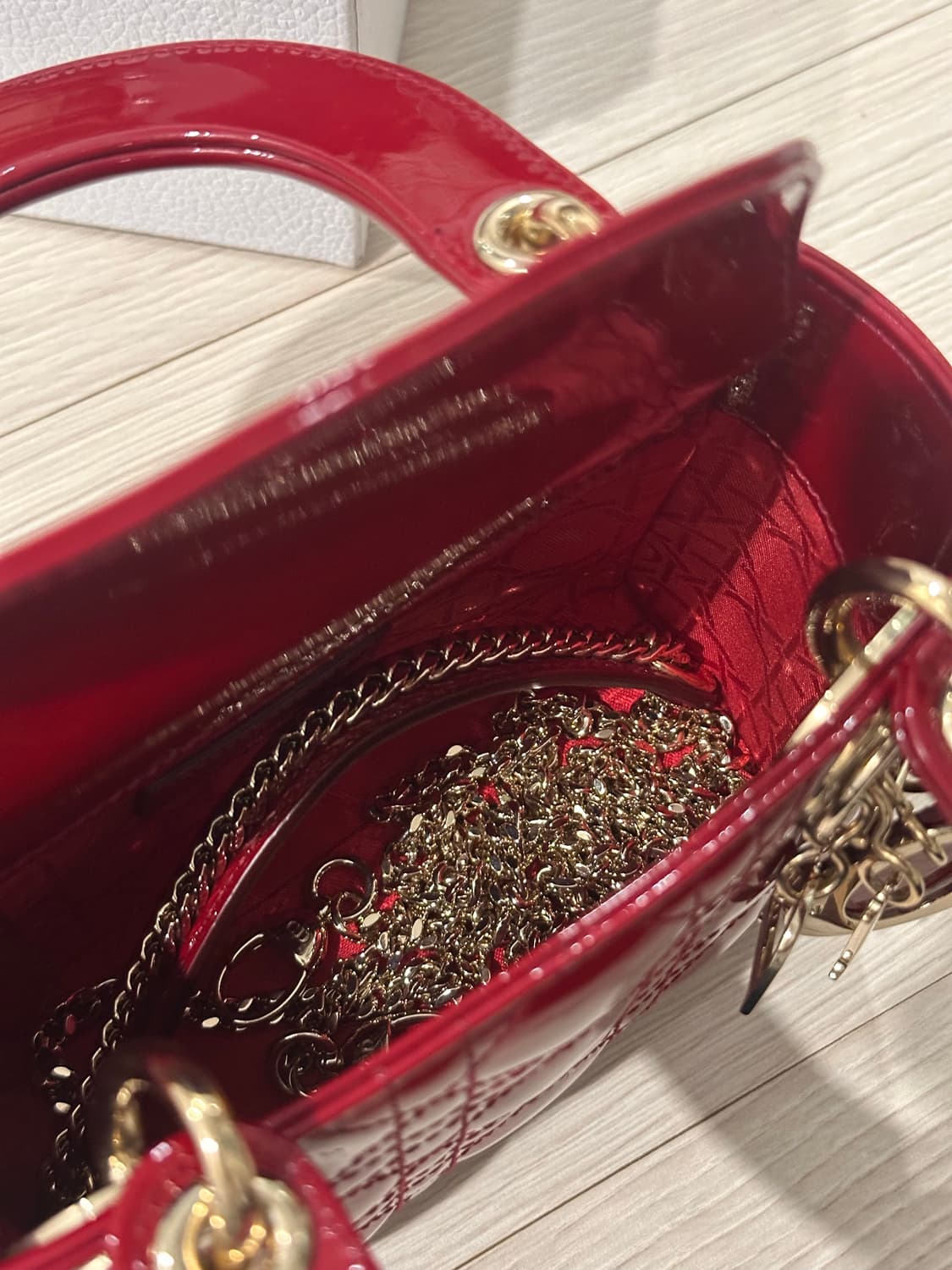 레이디 디올 미니 백 레드 페이턴트 상품이미지4