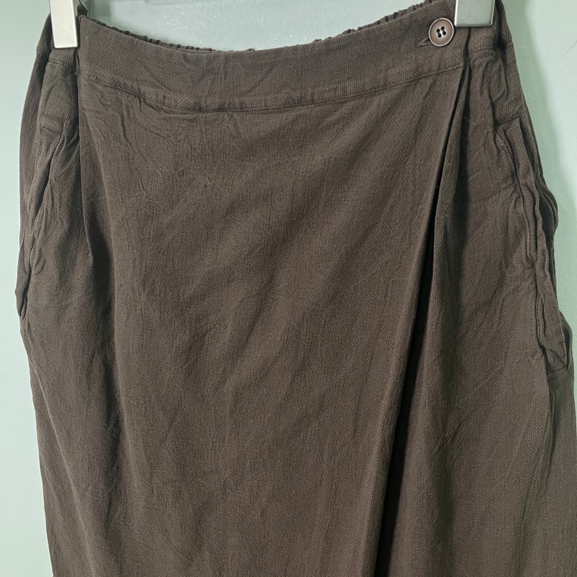 이세이미야케 플랜테이션 브라운 랩 롱 스커트 M 상품이미지4