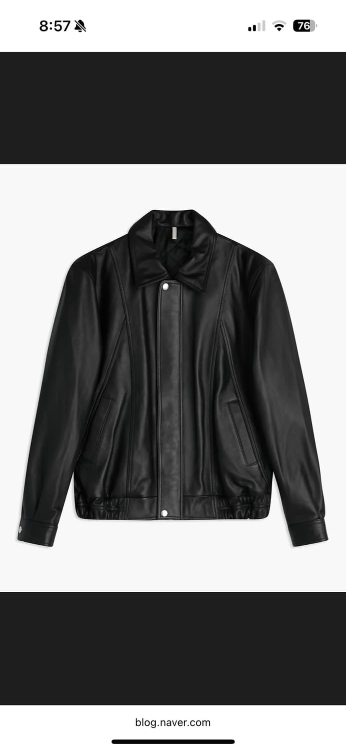 (구매)선플라워90‘s 레더봄버48사이즈 블랙 상품이미지1