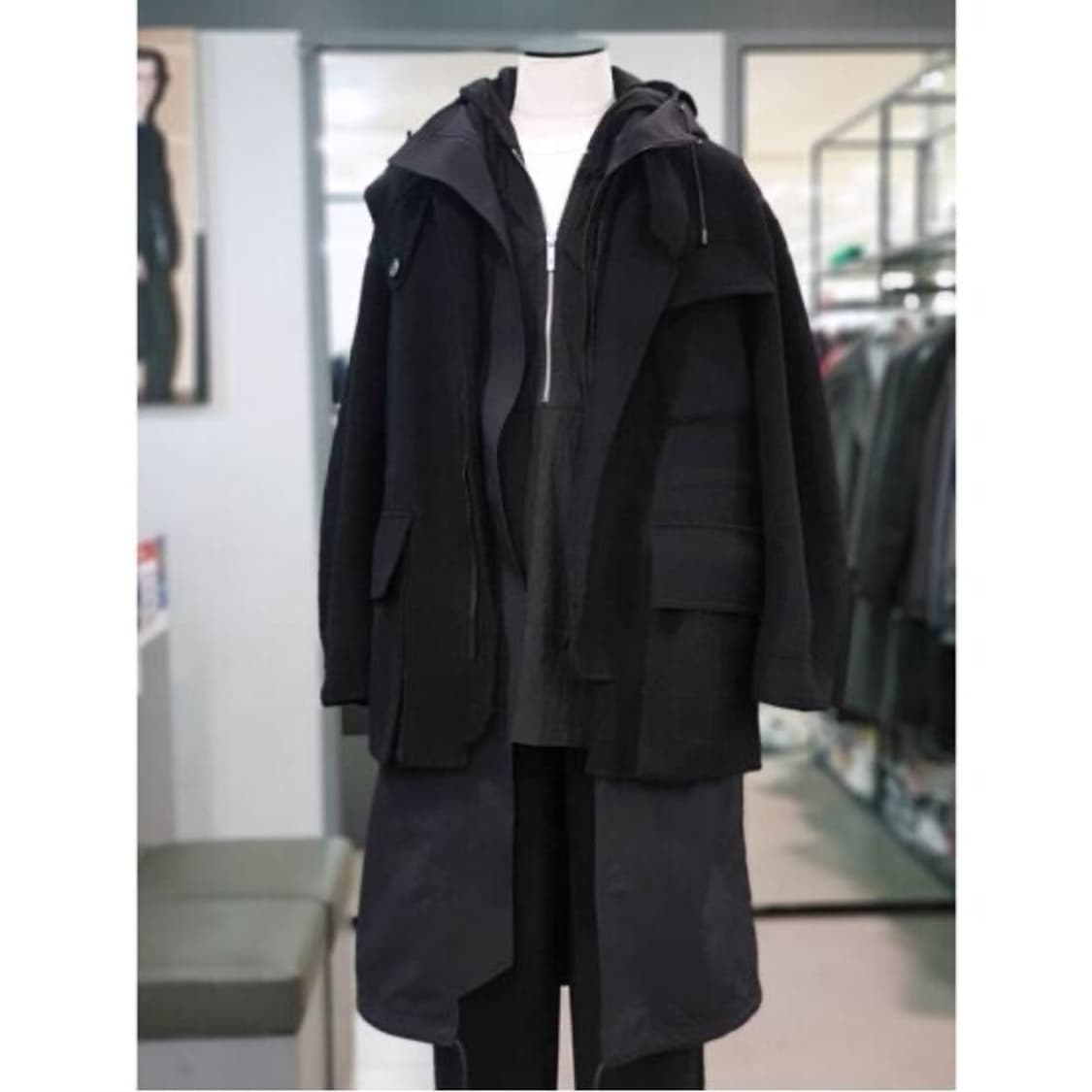 코모도 레이어드 코트 블랙 100 상품이미지3