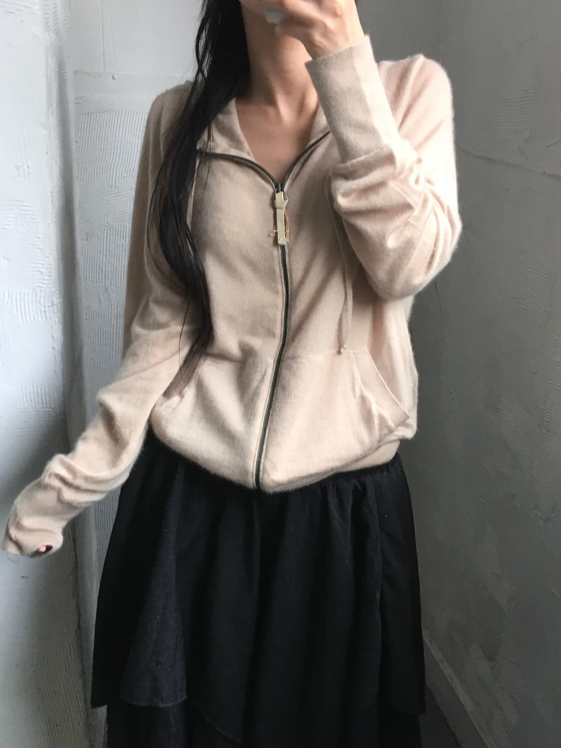 BOTTEGA VENETA 보테가 베네타 캐시미어 베이지 후드 집업 상품이미지1