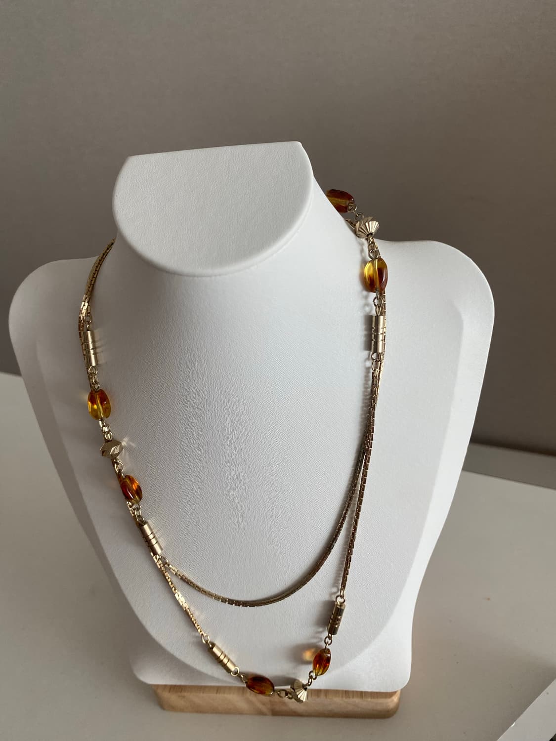 오렌지 호박 빛 롱 체인 목걸이  상품이미지4