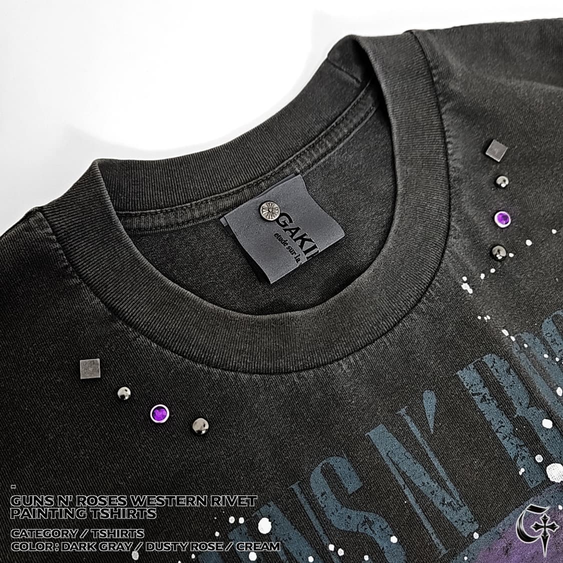 Guns N' 로지스 웨스턴 리벳 페인팅 티셔츠 (dark gray) 상품이미지2