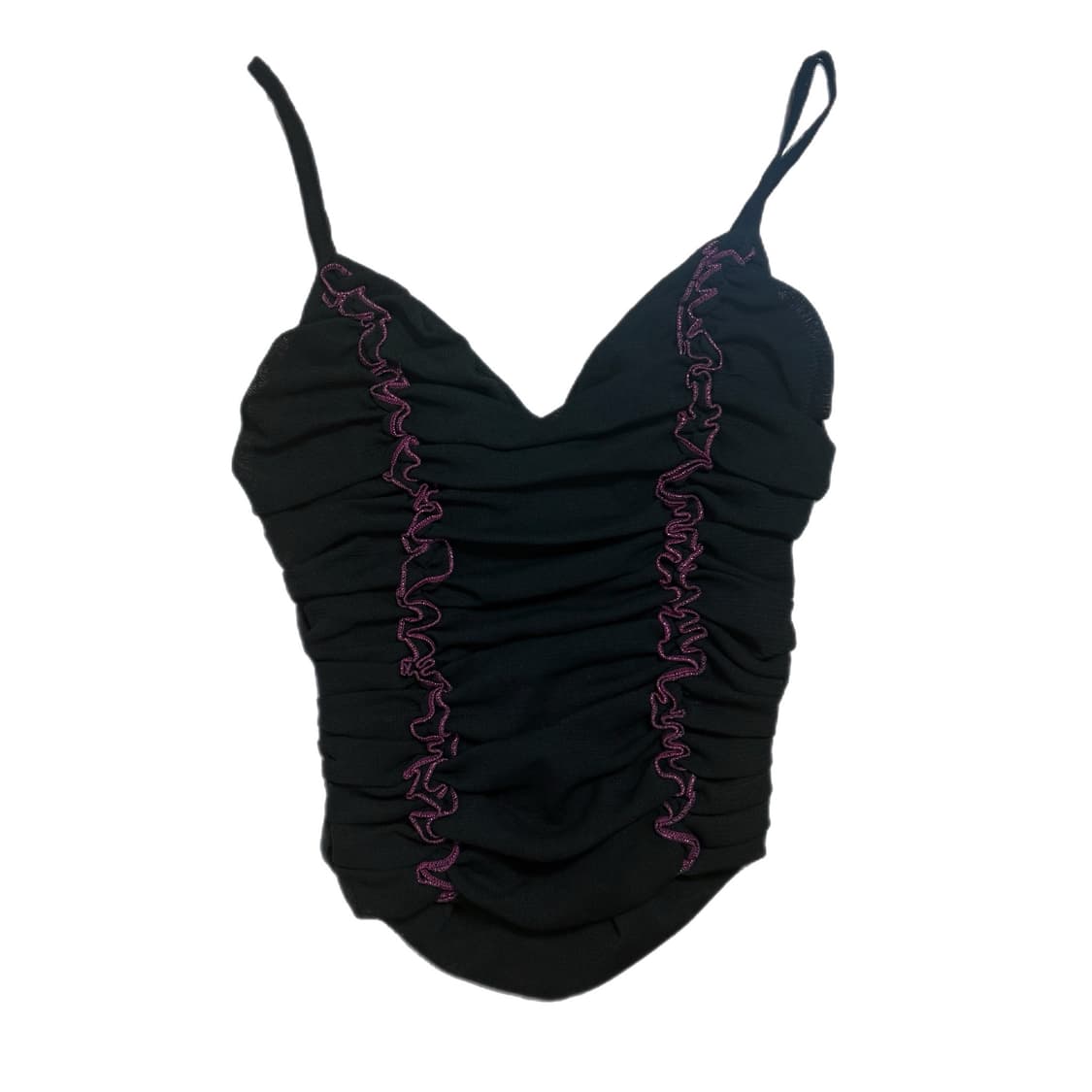 빈티지 세트 셔링 탑 & 폴드 오버 웨이스트 프릴 비대칭 스커트  상품이미지2