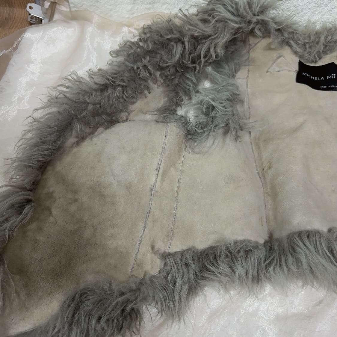 빈티지 Michela mii 그레이 양털 토스카나 양가죽 조끼 베스트 상품이미지6