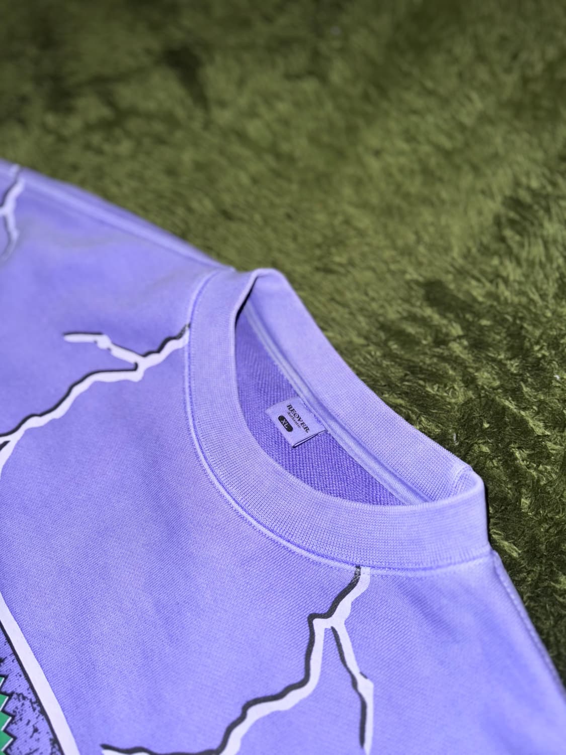 [XL] REOVER 리오버 라이트닝 그래픽 가먼트 다잉 스웻셔츠 퍼플 상품이미지3