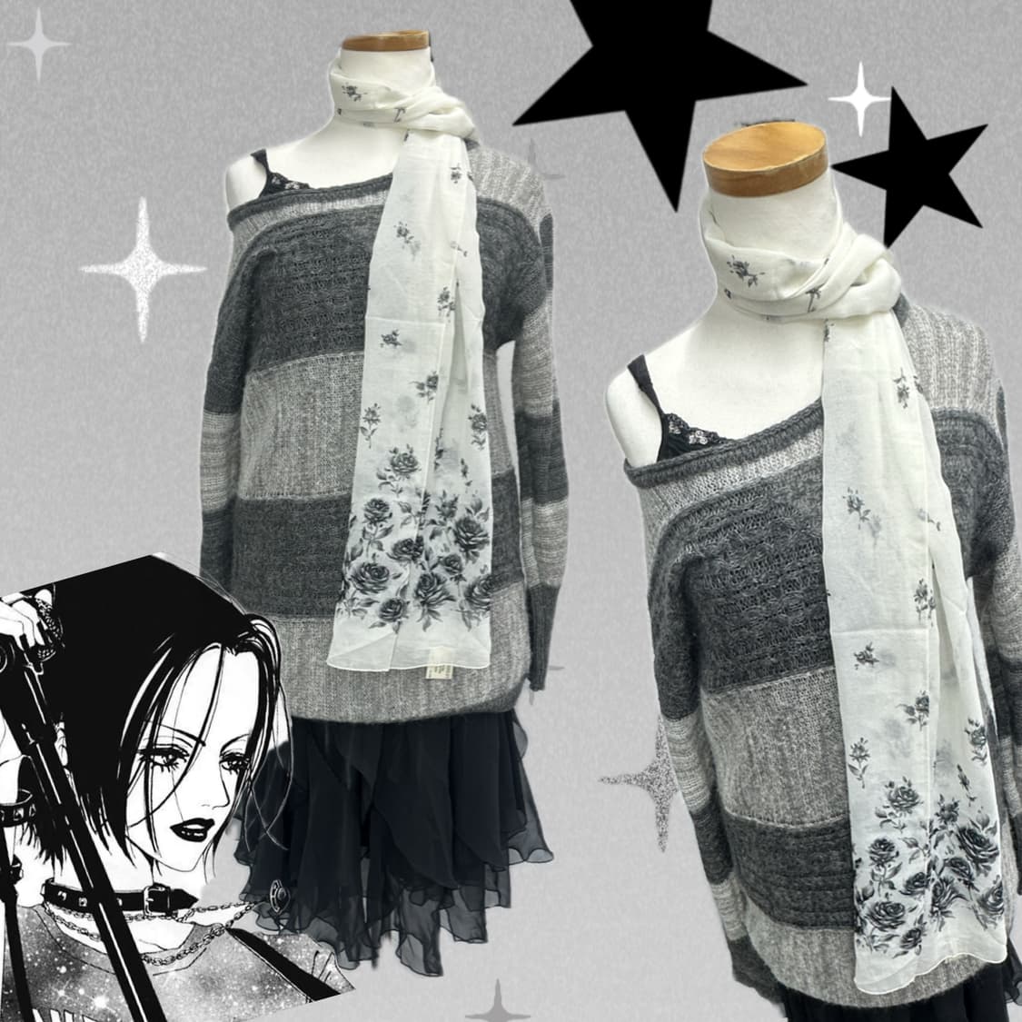 🎸나나 밴드공연 러블리 펑크  머플러 코디세트🎸 캉캉스커트 레이스  상품이미지2