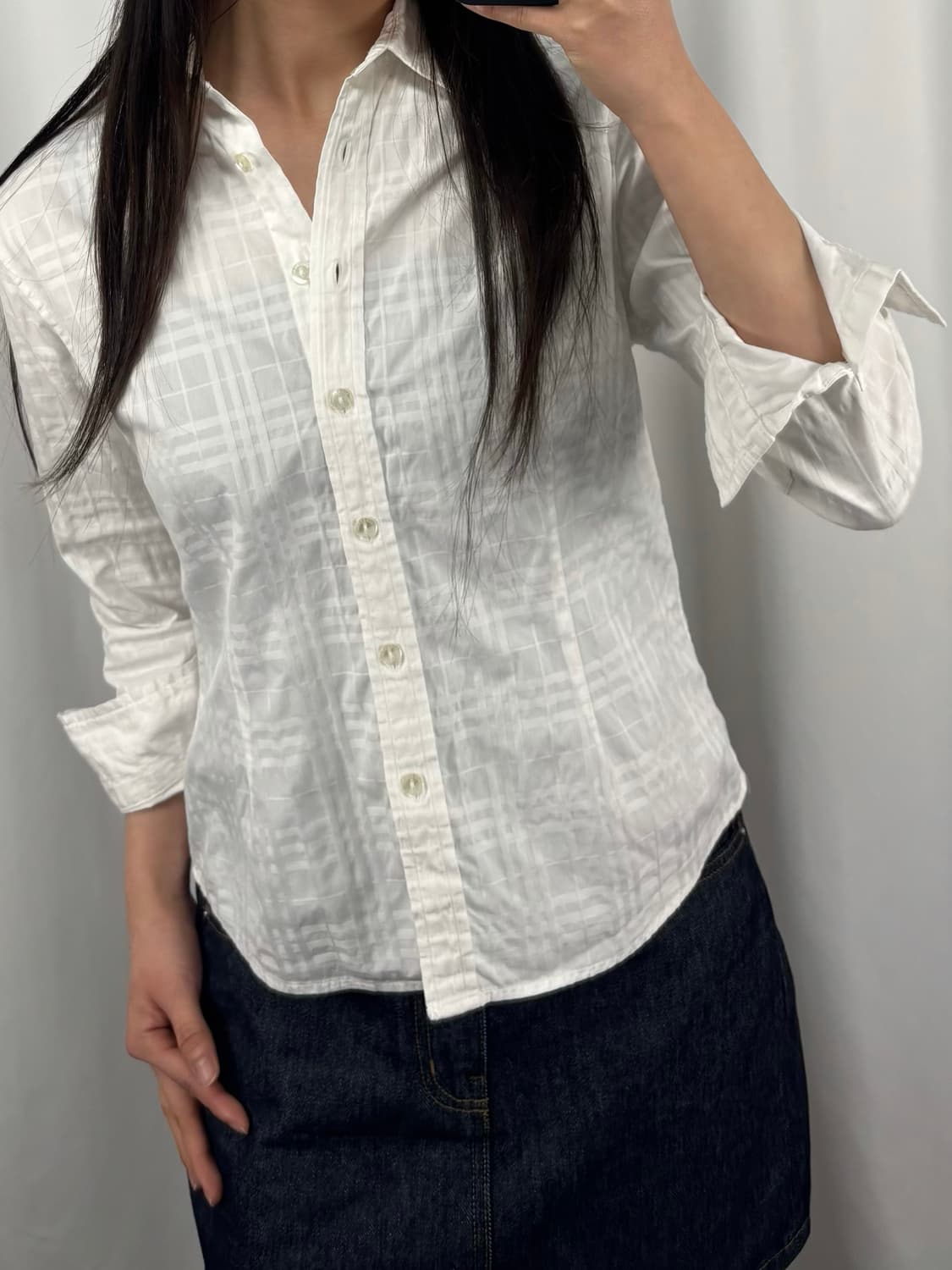 버버리 화이트 체크 셔츠 상품이미지1