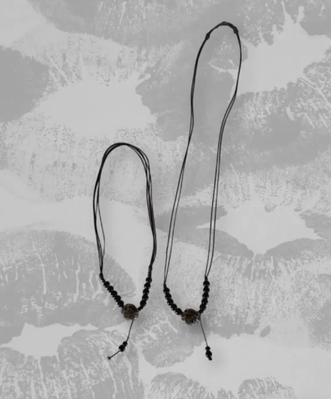 Eyeer 체크 패턴 레이어드 롱 슬리브 블랙&목걸이 코디 세트 상품이미지3