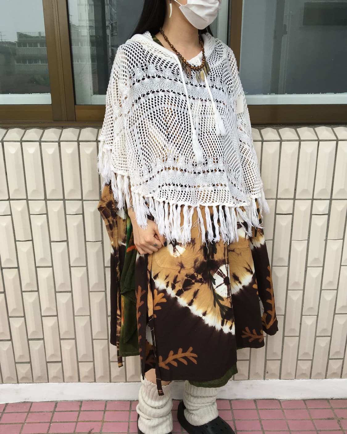 Fringe point hood crochet top 상품이미지5