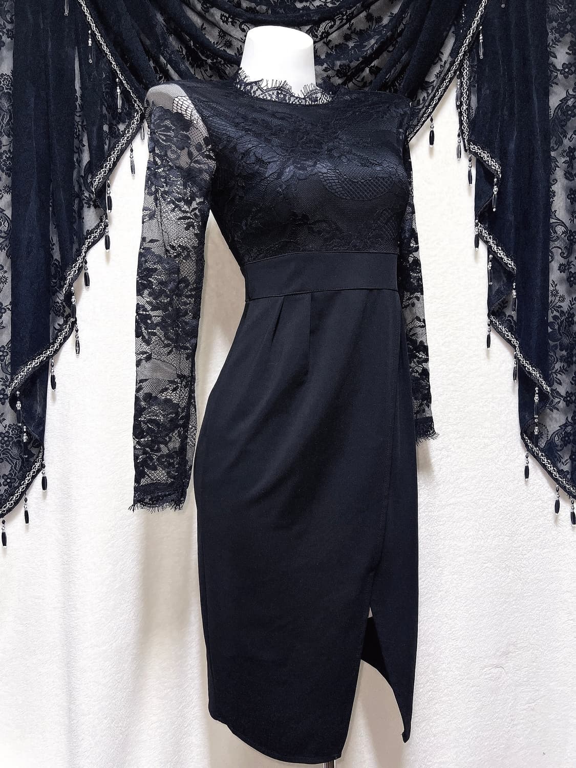 로맨틱고딕 고스로리 펑크 블랙 레이스 시스루 원피스 파티드레스 연말 핀터 상품이미지3