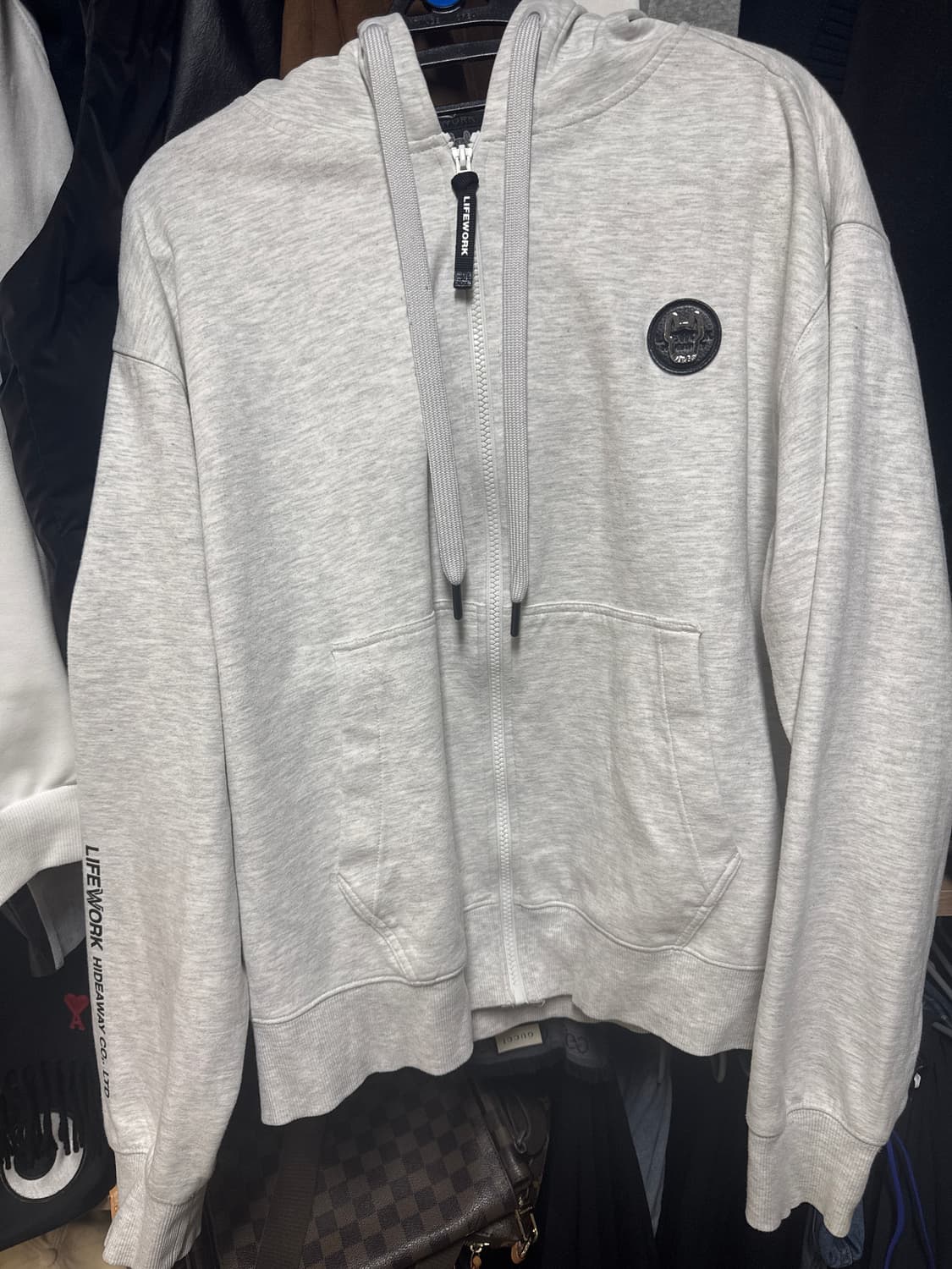 라이프워크 화이트 멜란지 후디 상품이미지1