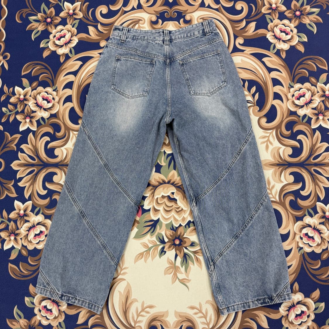 (M)더 크로스 THECROSS 절개패턴 워싱 와이드 데님팬츠 상품이미지5