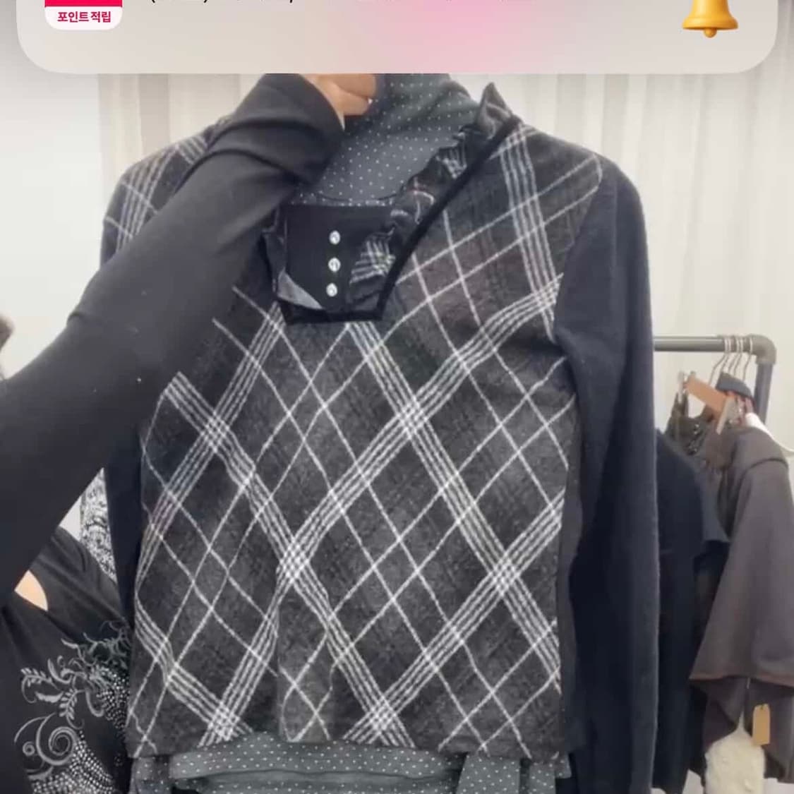 블랙 체크 set 상품이미지1