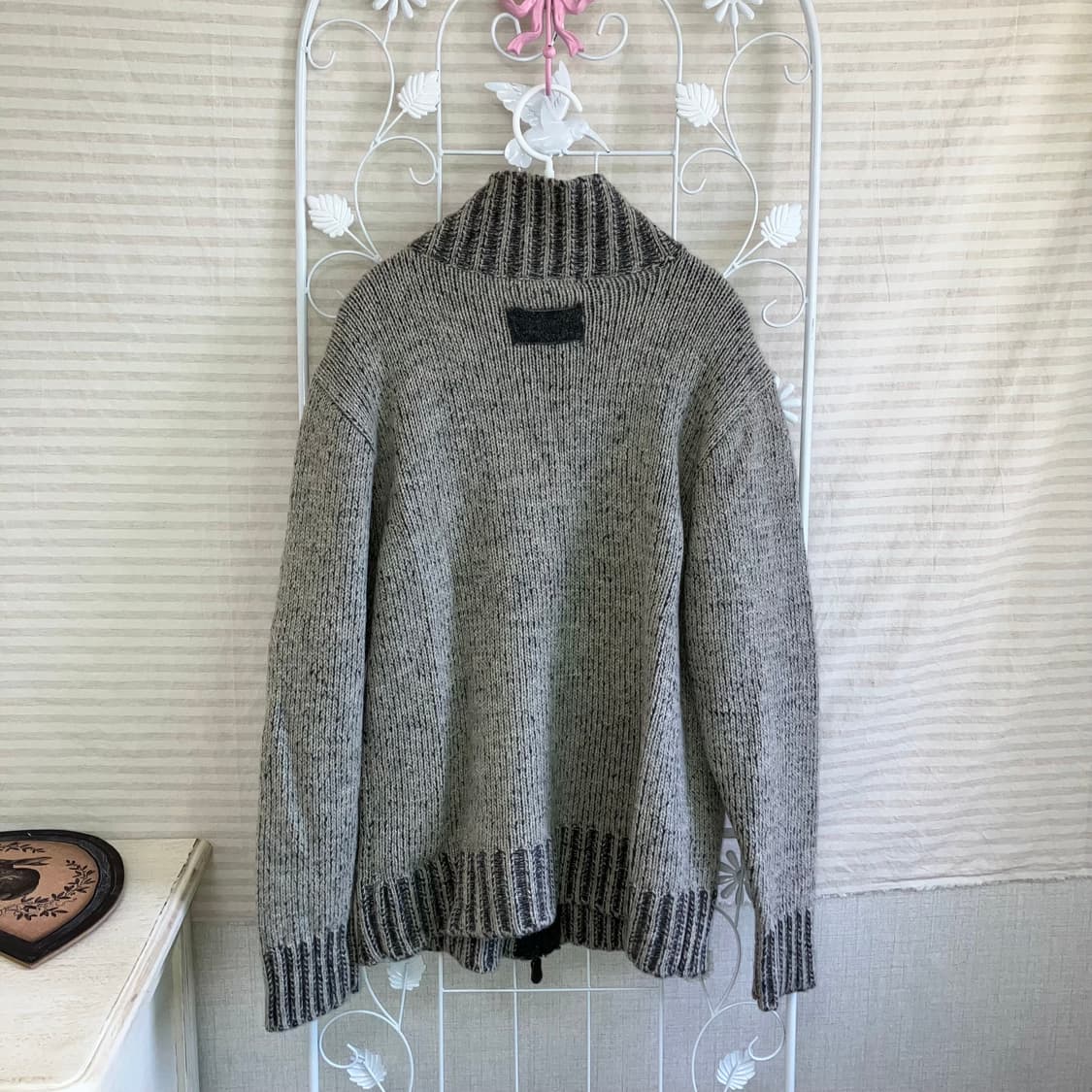 빈티지 멜란지 폴라 집업 y2k 스트릿 갸루 펑키468 상품이미지2