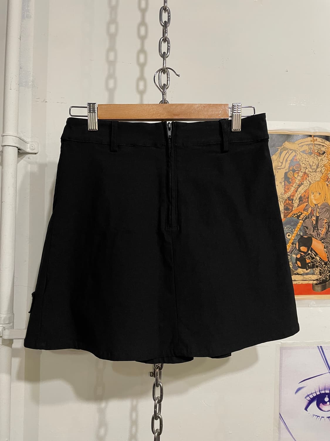 kill star 킬스타 십자가 패치워크 체인 블랙 미디스커트 펑크 상품이미지6