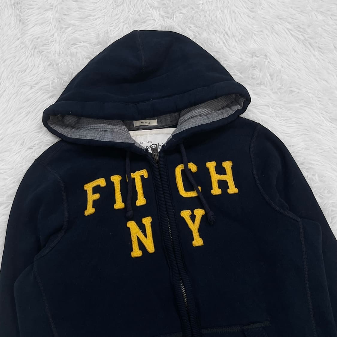 아베크롬비 피치 로고 후드집업 네이비 상품이미지3