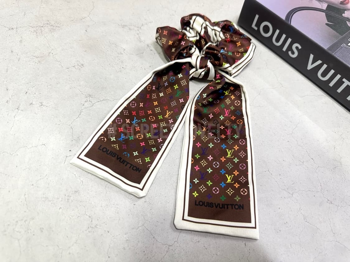 루이비통 브라운&멀티컬러 리본 헤어슈슈 상품이미지8