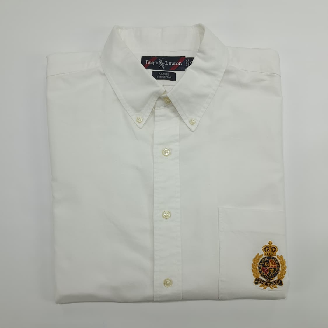 Co679 2XL 폴로 랄프로렌 화이트 로얄 크레스트 반팔 셔츠 남방 상품이미지7
