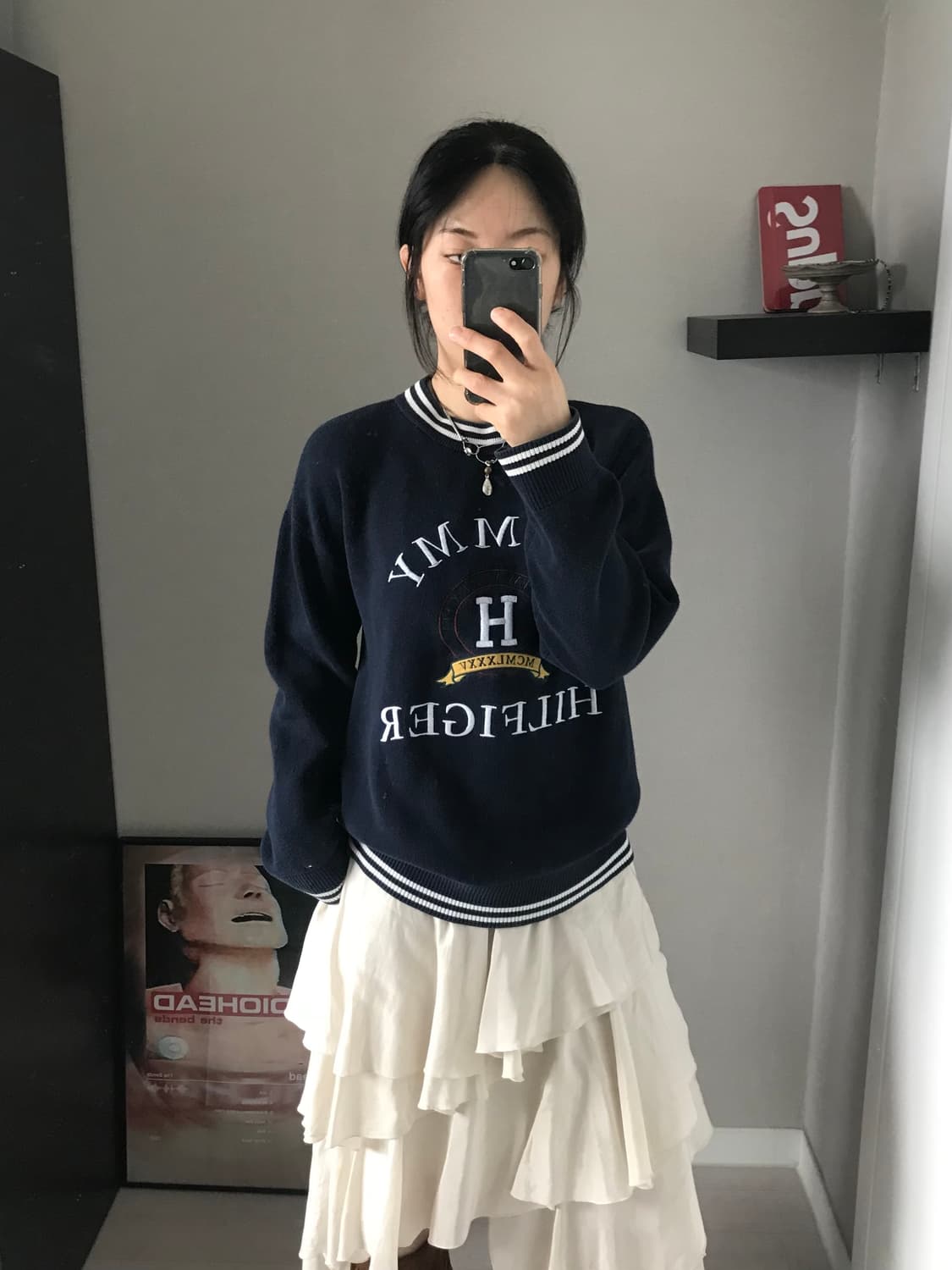 타미힐피거 올드스쿨 중앙 자수로고 네이비 니트 상품이미지5