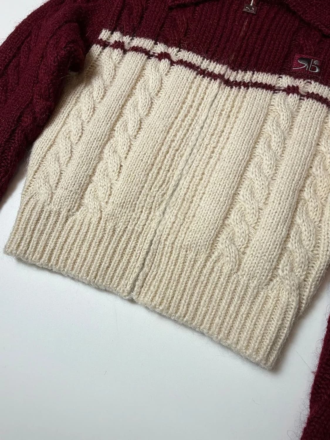 래비티스포츠 크롭 RB 케이블 니트 가디건 PN9369 상품이미지4