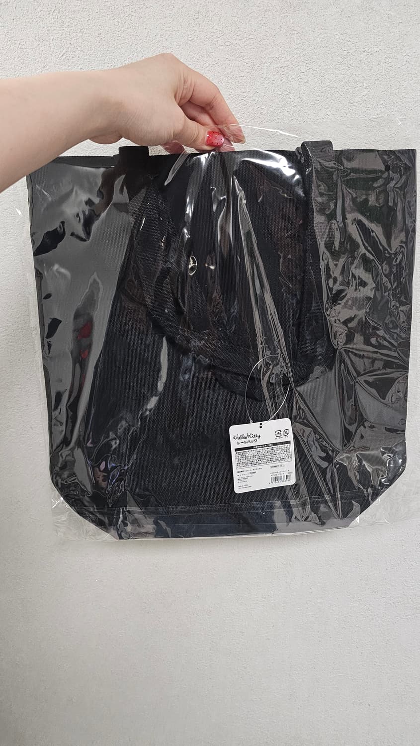 일본정품 롱다리 헬로키티 에코백 검정색 상품이미지2