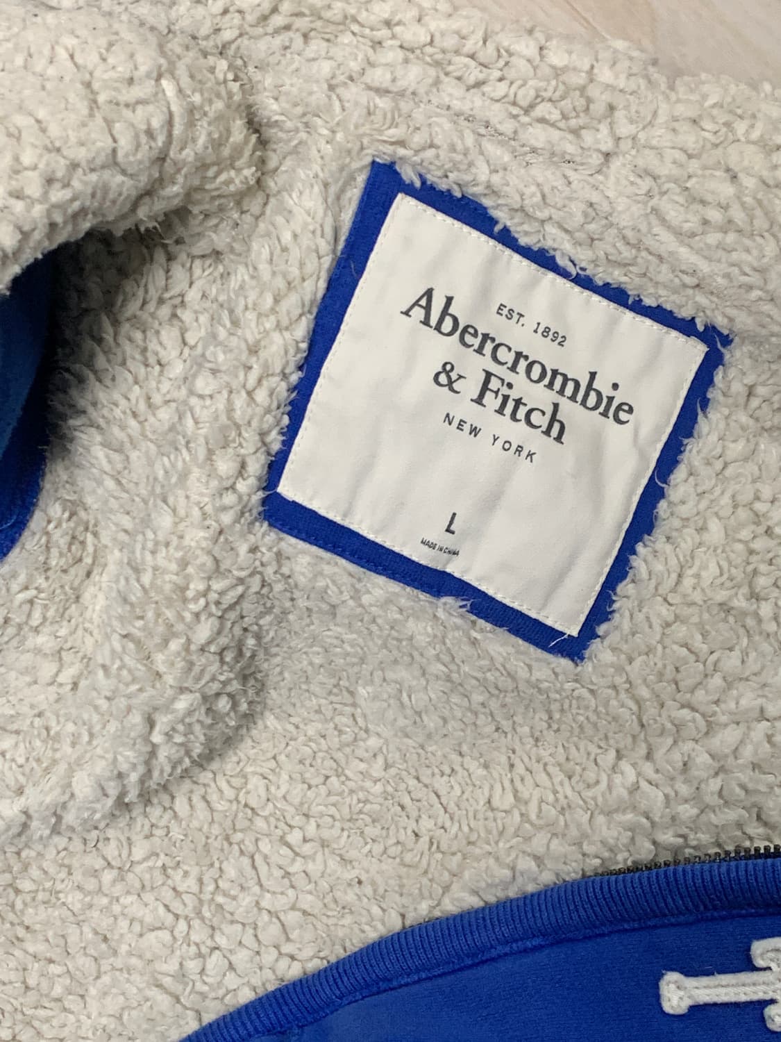 아베크롬비 울프죠 양털 후드집업 블루 L 상품이미지3