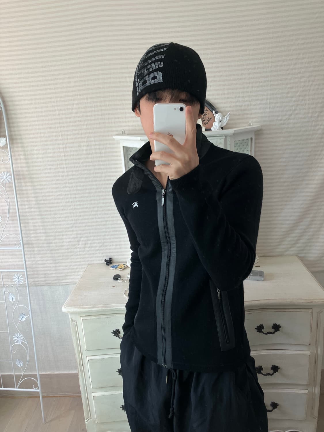 버버리 블랙라벨 레더 니트 집업 o-783 y2k 스트릿 갸루 펑키 일본 상품이미지1