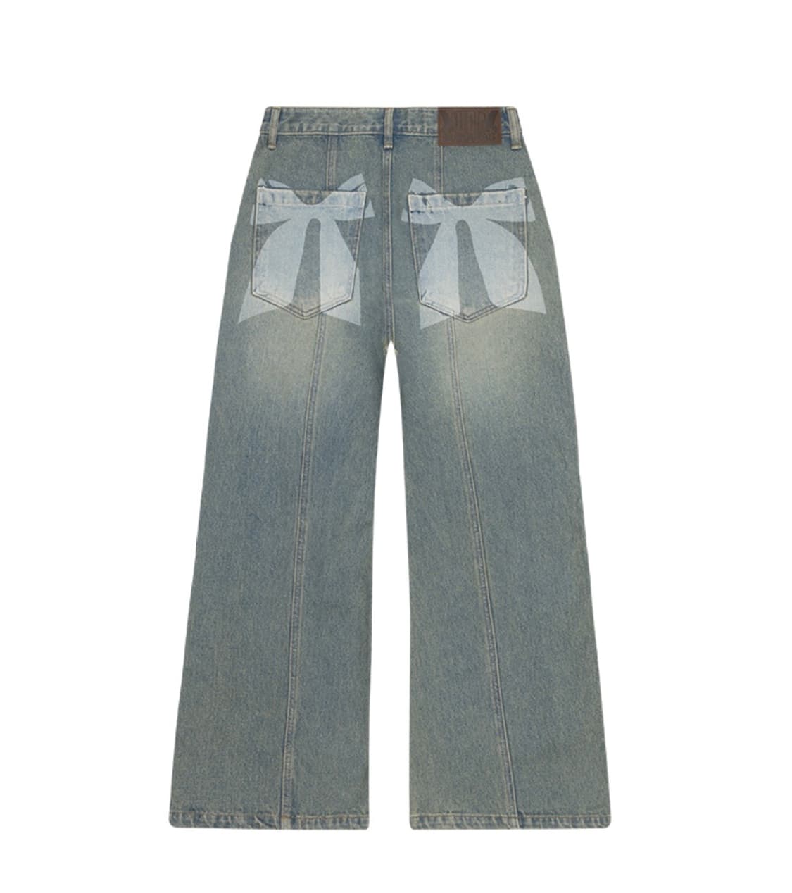 이우가마카라스 리본 데님 팬츠 상품이미지1