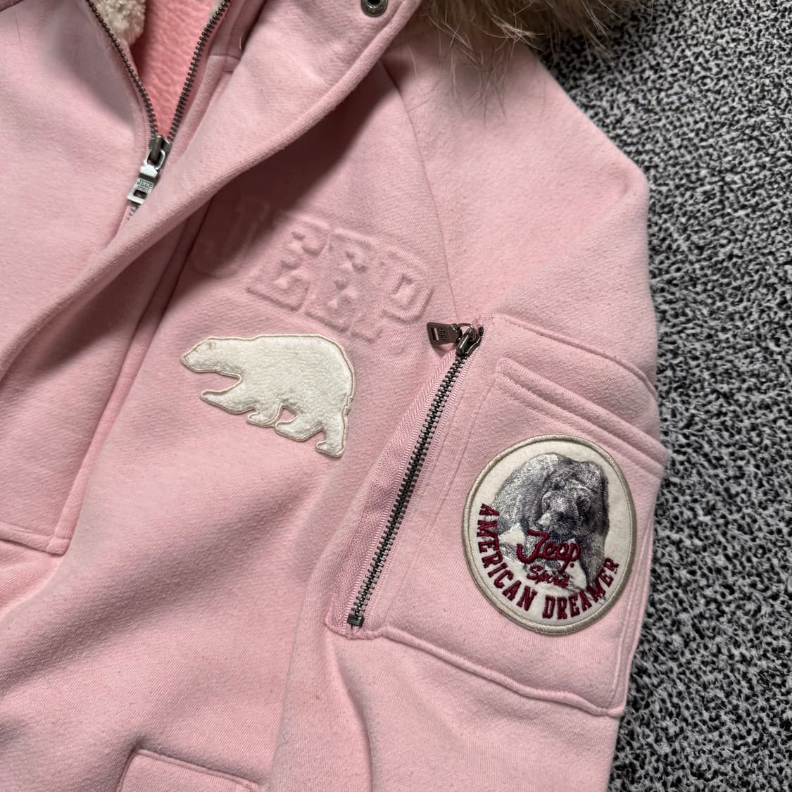 Name : Jeep 지프 연핑크컬러 반집업 후드퍼 울프죠 :)  상품이미지3