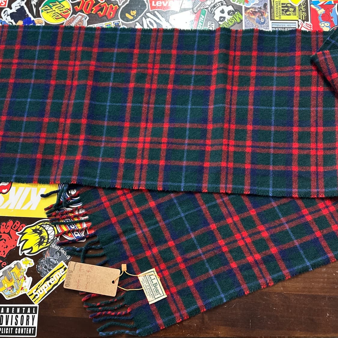 90s 엘엘빈 타탄 체크 램스울 머플러 상품이미지2