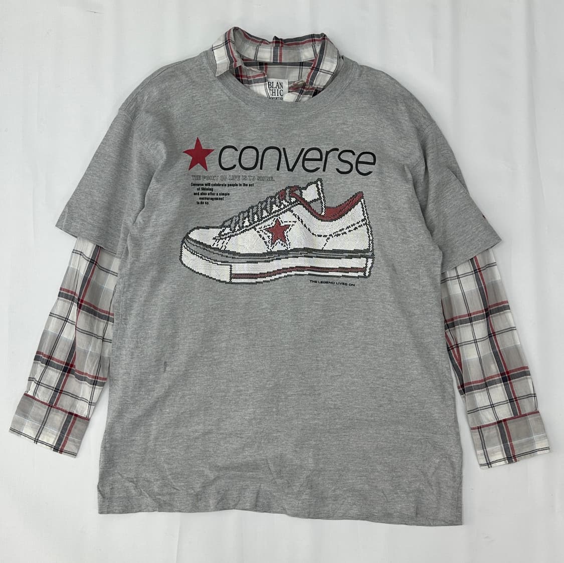 ⭐️하구미의 괴짜코디세트 ⭐️체크 컨버스 반팔티셔츠 오버핏 일본 빈티지 상품이미지2