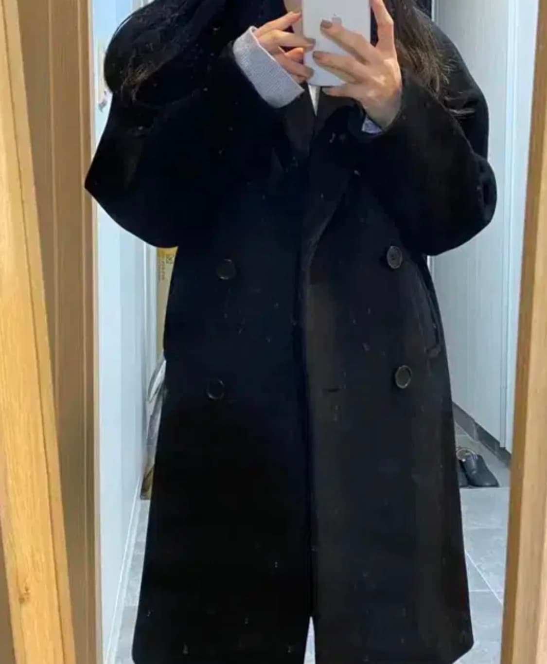 톰보이 모 코트 네이비 상품이미지4