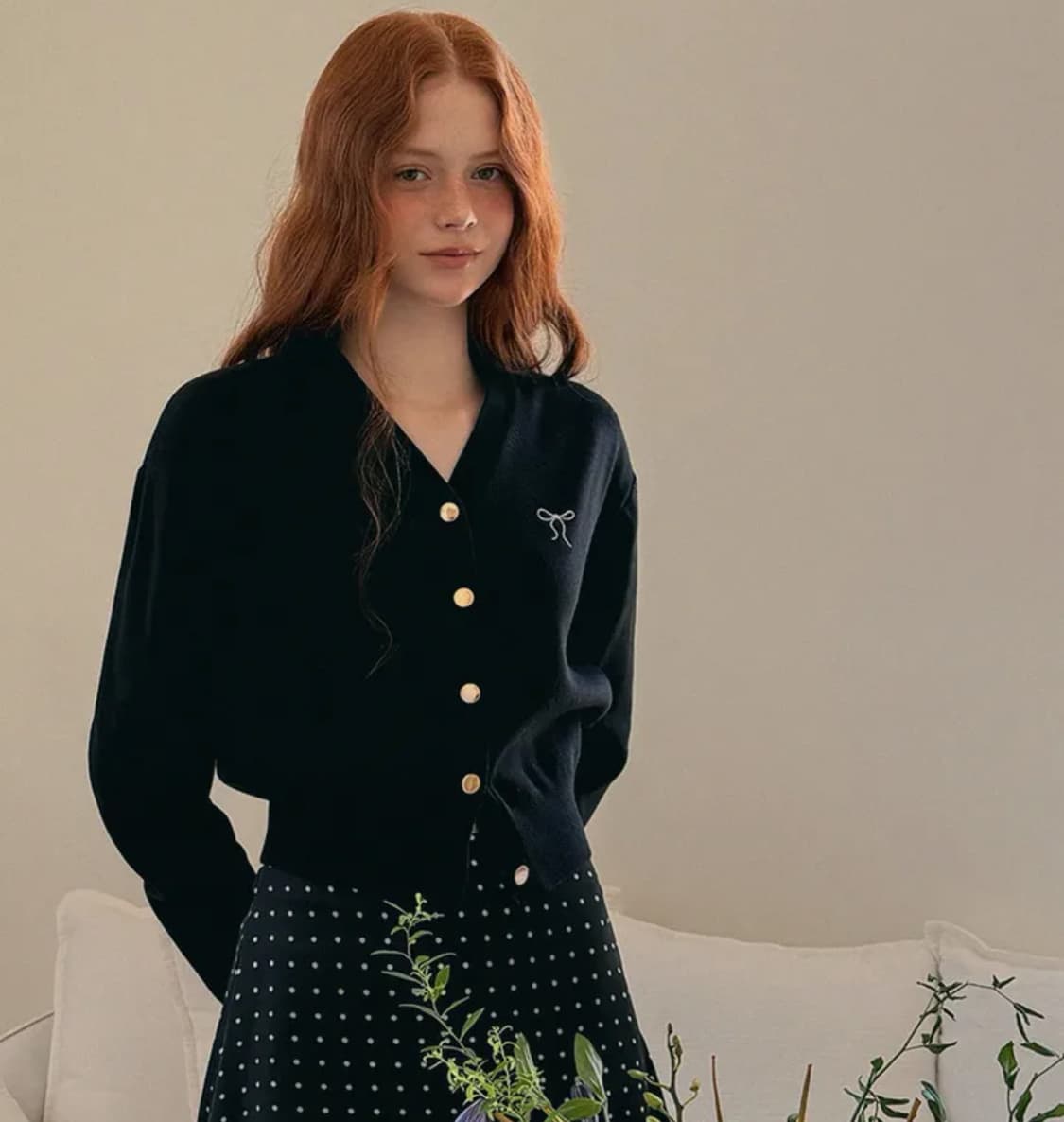 트위 보니타 리본 자수 가디건 상품이미지2