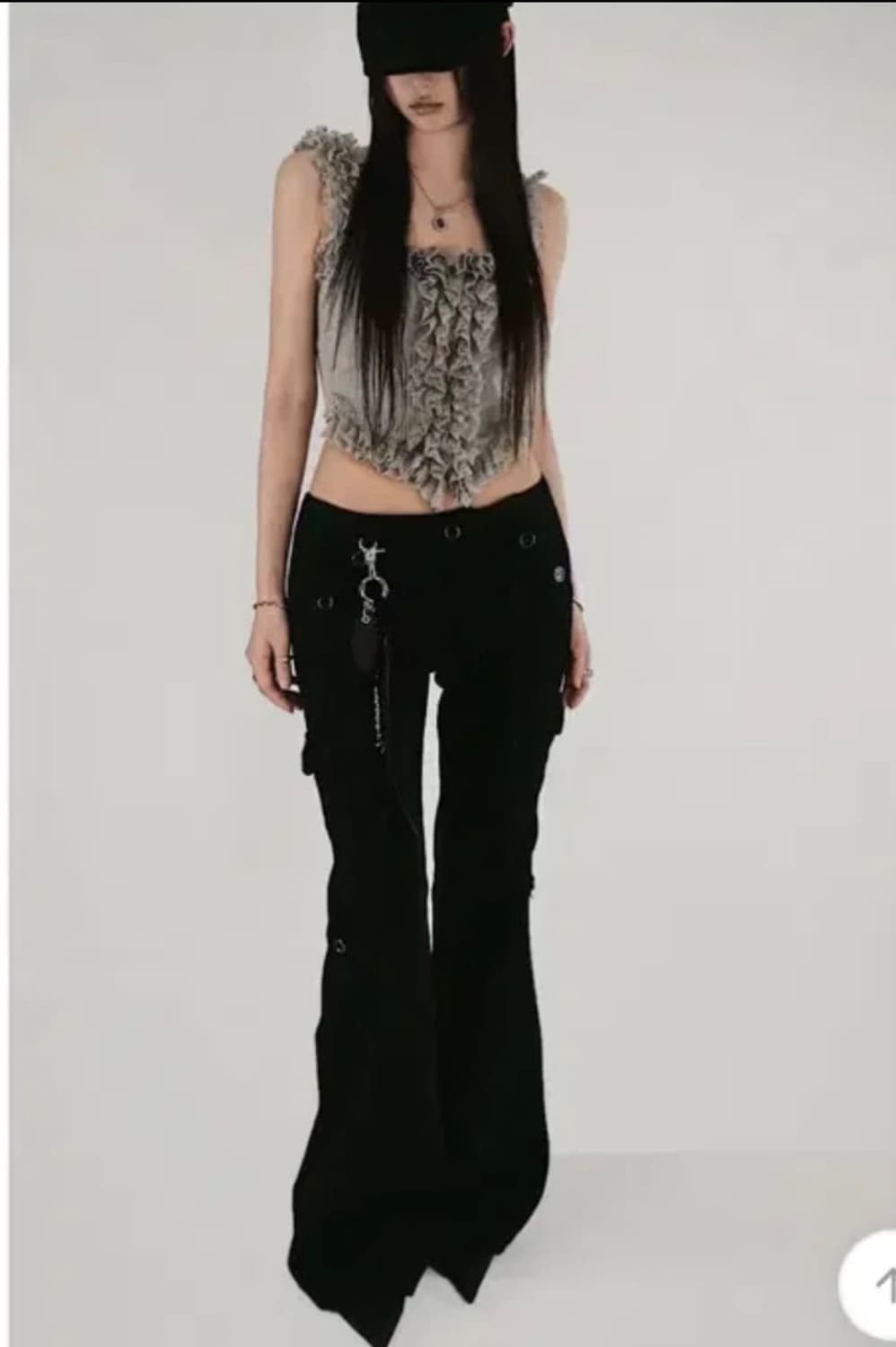 시크윈 로우라이즈 부츠컷 포인트 팬츠 블랙 상품이미지1