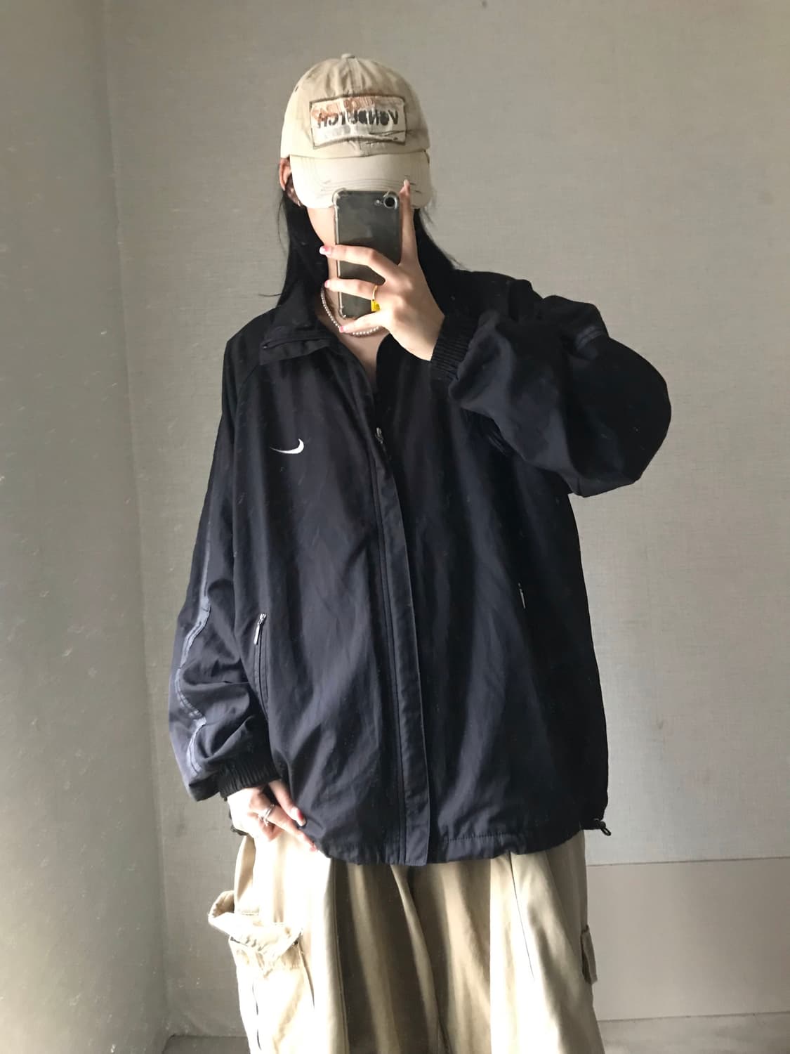 나이키 블랙 오버핏 바람막이 상품이미지2