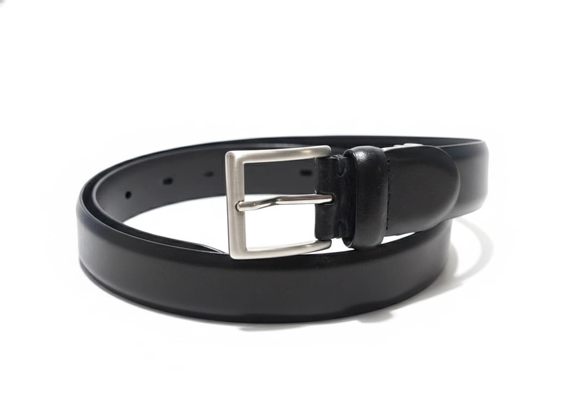 [컨디션 최상] 클래식 블랙 가죽 벨트 - 실버 사각 버클 (정장/슬랙스 상품이미지1