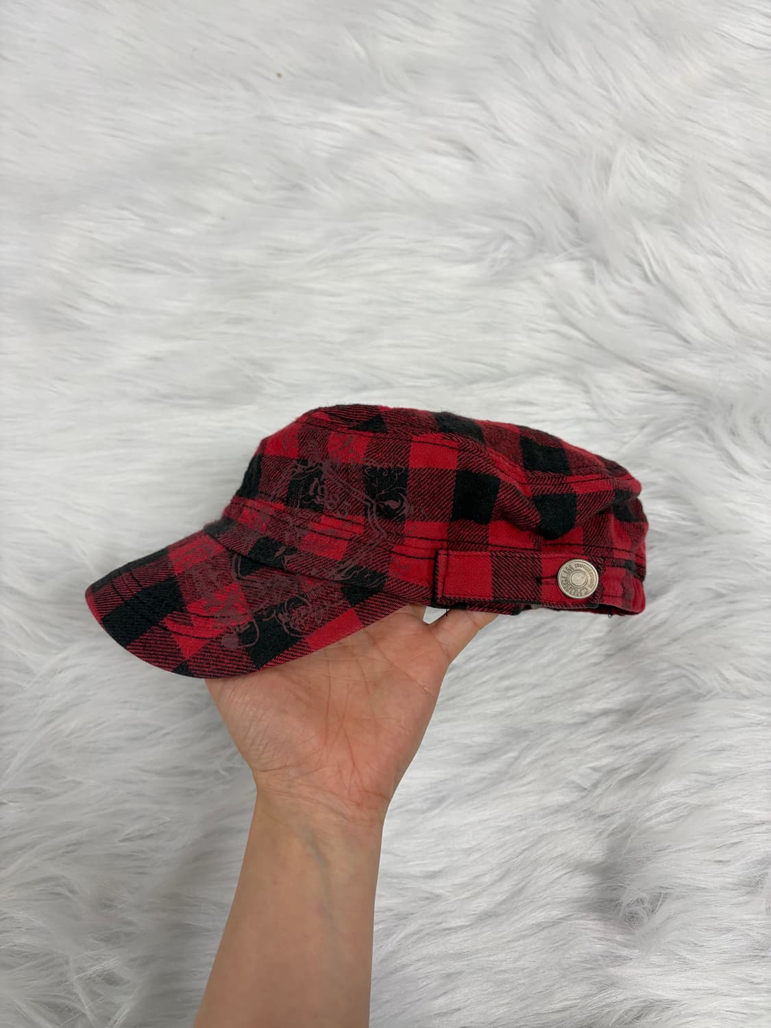 00s 레드 타탄 체크 펑크 캡 나나깔  상품이미지2