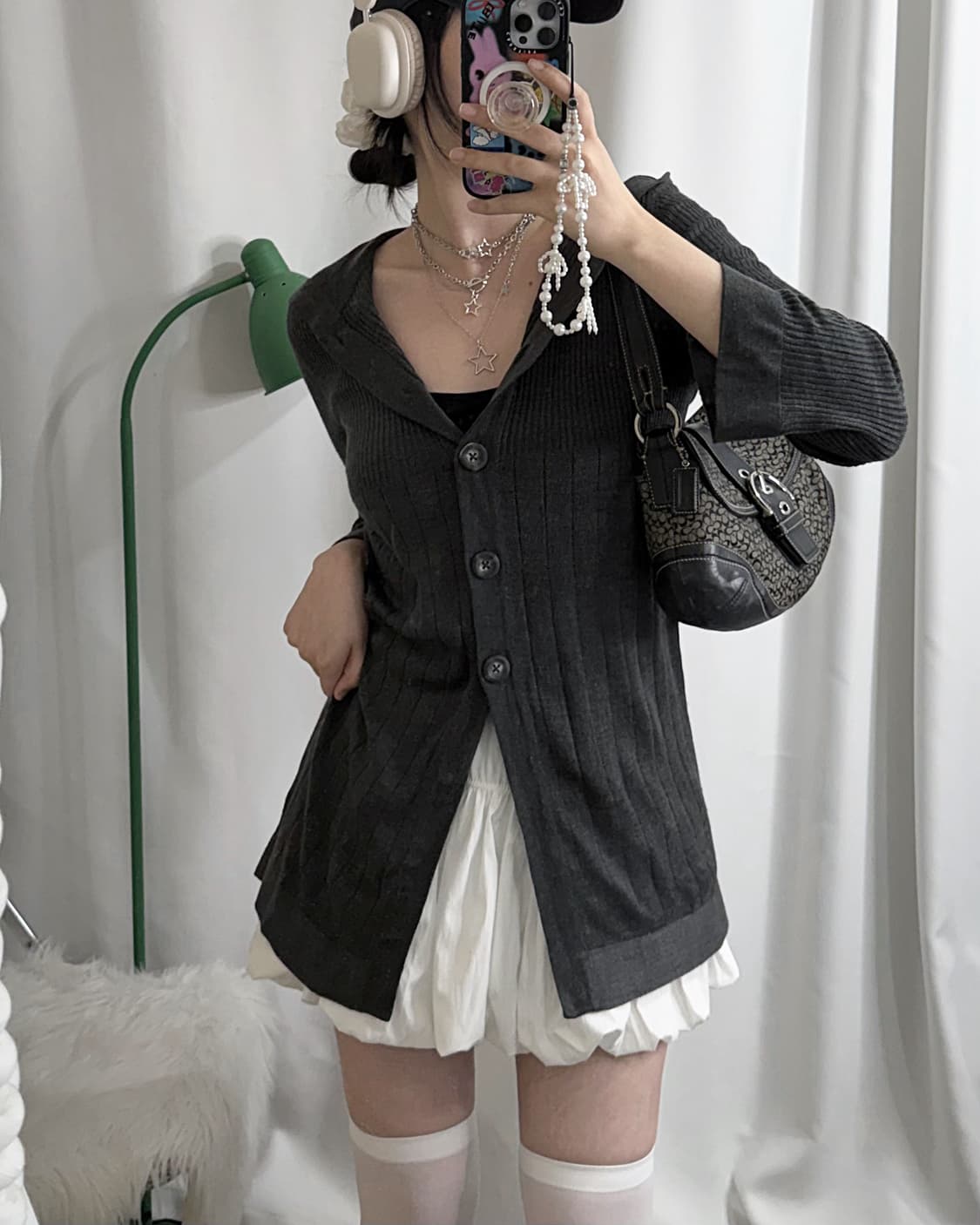 그레이 후드 가디건 상품이미지1