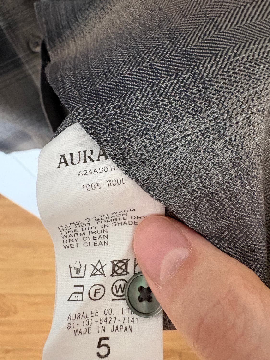 [5]24aw 오라리 울 체크셔츠 차콜 팝니다 상품이미지3