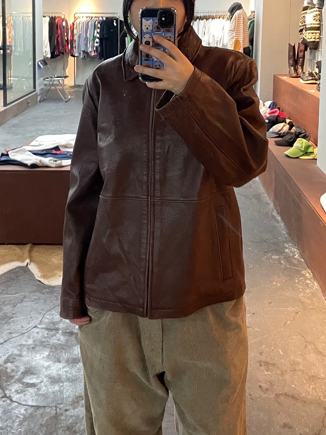 빈티지 브라운 레더 자켓 H284 상품이미지1