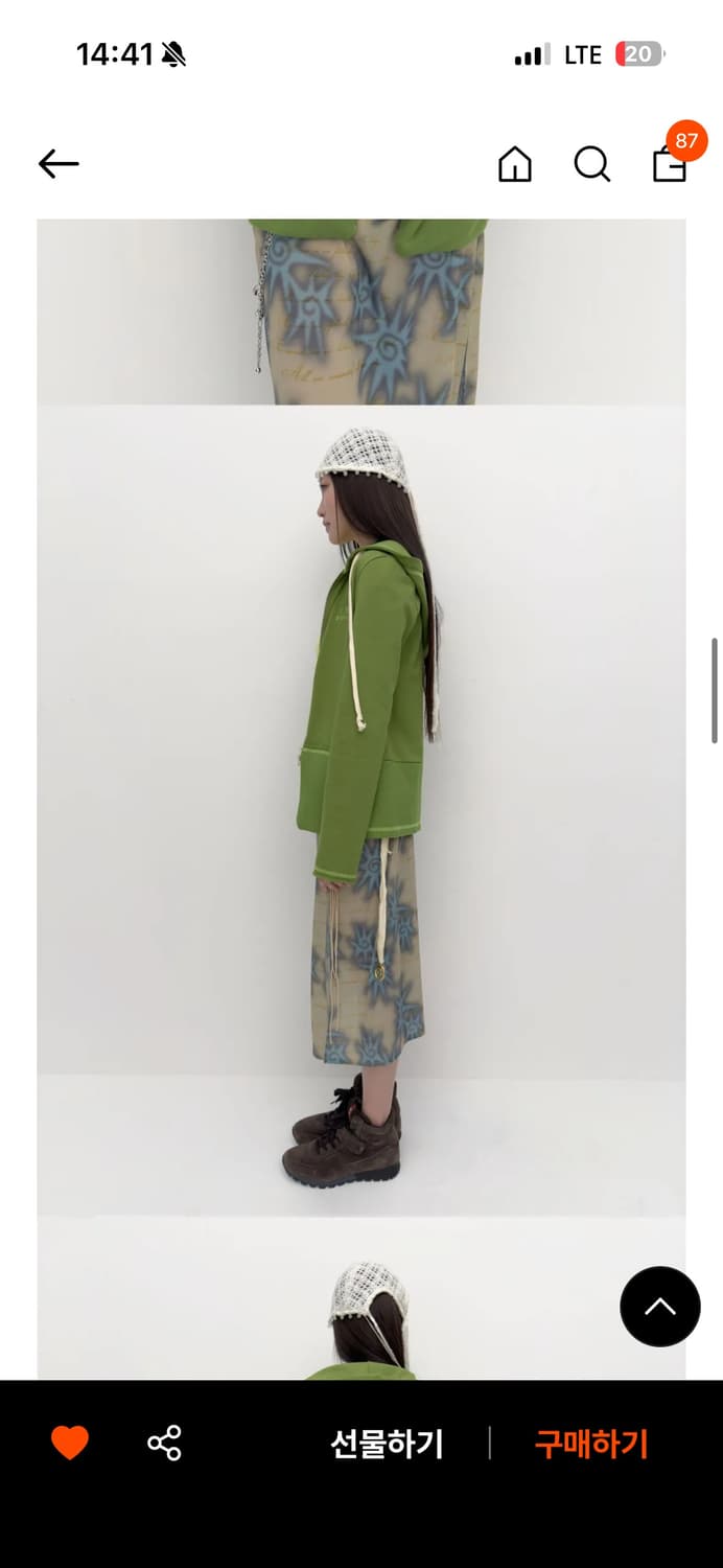 퓨레 도토리 집업 후디 그린 상품이미지4